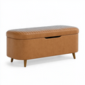 Banc coffre 120 x 45 x 48 cm en similicuir marron style moderne capitonné