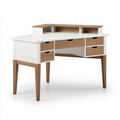 Bureau 120 x 60 x 92 cm en bois blanc et chêne avec 5 tiroirs style scandinave
