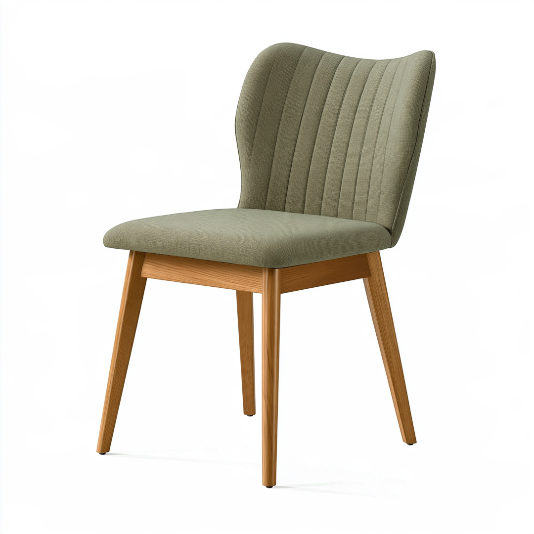 Chaise de salle à manger 48 x 56 x 84 cm en tissu vert kaki avec pieds en bois