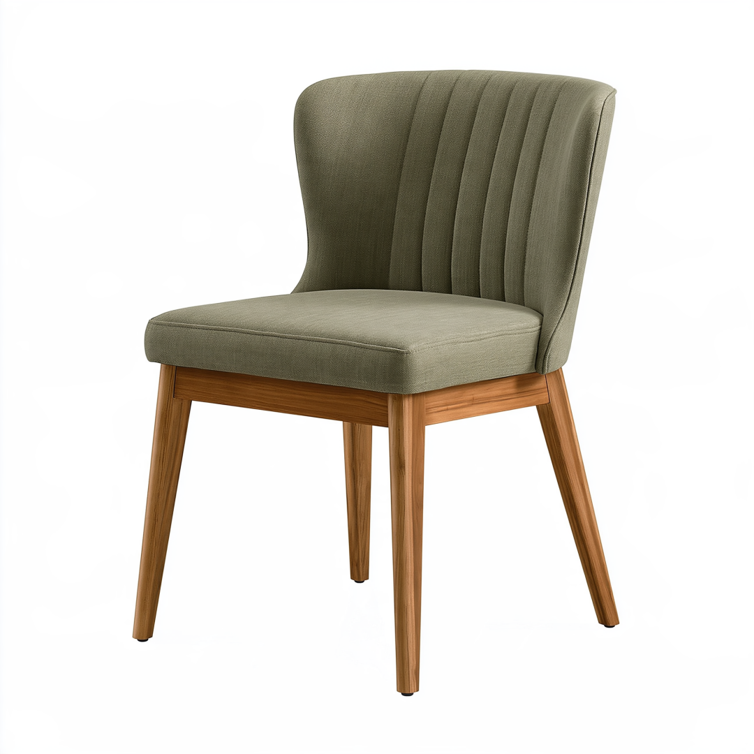 Chaise de salle à manger 50 x 58 x 85 cm tissu vert olive pieds en bois style contemporain