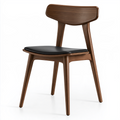 Chaise de salle à manger 49 x 53 x 78 cm bois marron assise noire rembourrée style moderne