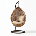 Fauteuil suspendu 105 x 95 x 195 cm en rotin marron avec support métallique style bohème