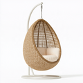 Fauteuil suspendu 105 x 105 x 195 cm en rotin naturel avec support en acier style bohème