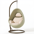 Fauteuil suspendu oeuf 105 x 105 x 195 cm en acier vert sauge avec assise rembourrée