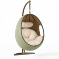Fauteuil suspendu 105 x 100 x 195 cm en acier vert sauge avec assise tressée style bohème