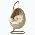 Fauteuil suspendu 105 x 105 x 195 cm en métal vert sauge avec tressage style bohème