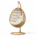 Fauteuil suspendu 105 x 105 x 195 cm en rotin naturel beige avec support style bohème