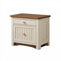Table de chevet 55 x 40 x 60 cm en bois blanc et marron avec tiroir et placard style campagne