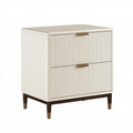 Table de chevet 50 x 40 x 60 cm en bois beige à 2 tiroirs style contemporain