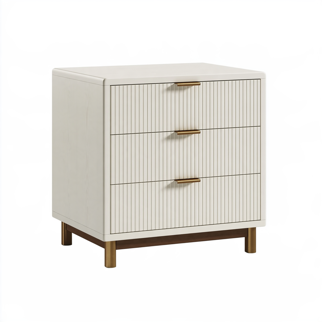 Table de chevet 60 x 40 x 65 cm en bois beige à 3 tiroirs style contemporain